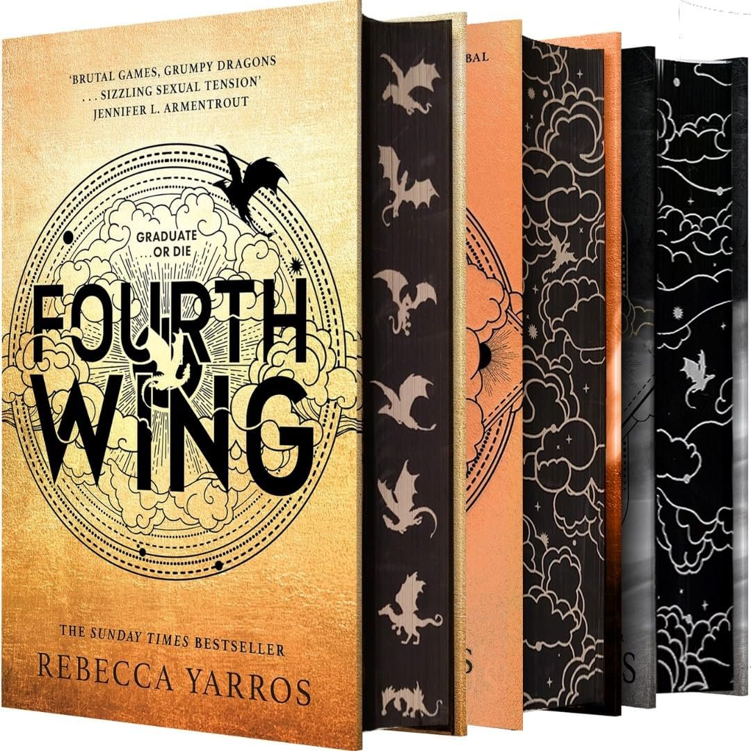 Empyrean Series Deluxe Edition (3 Book Set) – Fourth Wing, Iron Flame, Onyx Storm by Rebecca Yarros – Sprayed Edges Hardcover Collection
