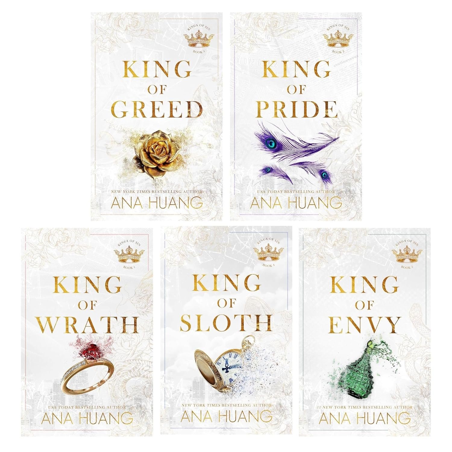 Kings of Sin Series 5 Books Collection Set By Ana Huang (King of Wrath, King of Pride, King of Greed, King of Sloth and King of Envy)