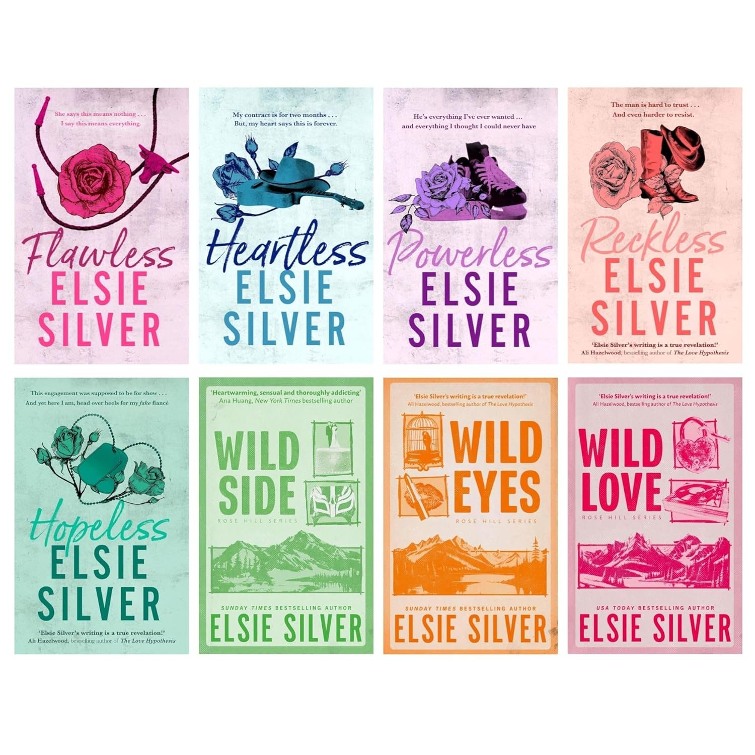 Elsie Silver Series – 8-Book Collection Paperback Set | Chestnut Springs Series (Flawless, Powerless, Heartless, Reckless, Hopeless) & Rose Hill Series (Wild Love, Wild Eyes, Wild Side)